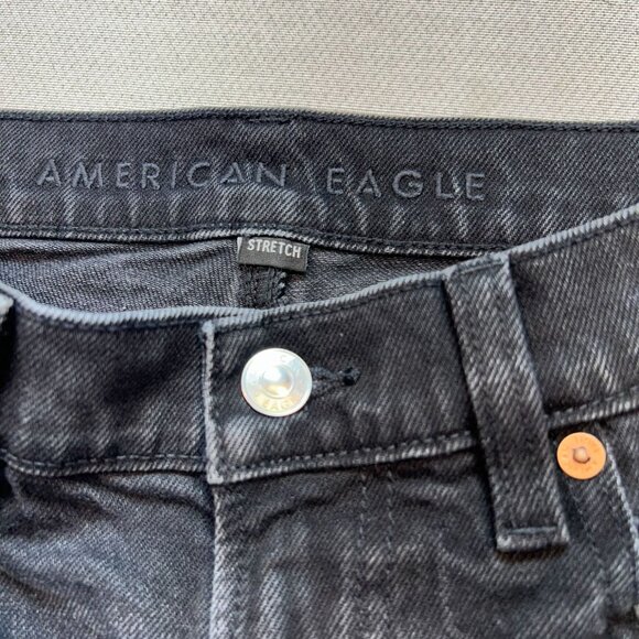American Eagle Women's Grunge Slim Straight Jeans Stretch Size 6 Faded Black - Picture 3 of 11